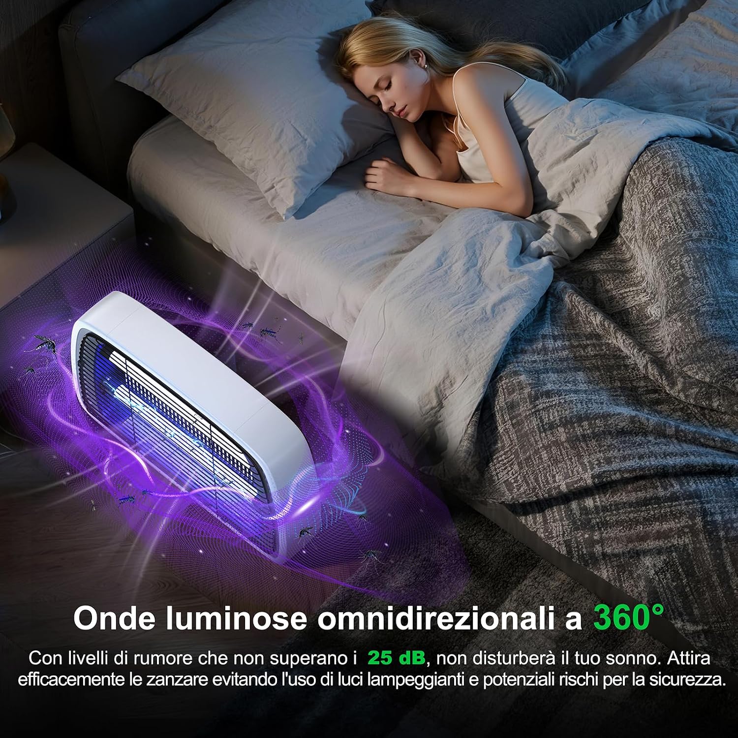 Detalle de Lampada Antizanzare 4200V con 2 tubi LED 20W: protezione efficace, silenziosa e sicura per interni ed esterni