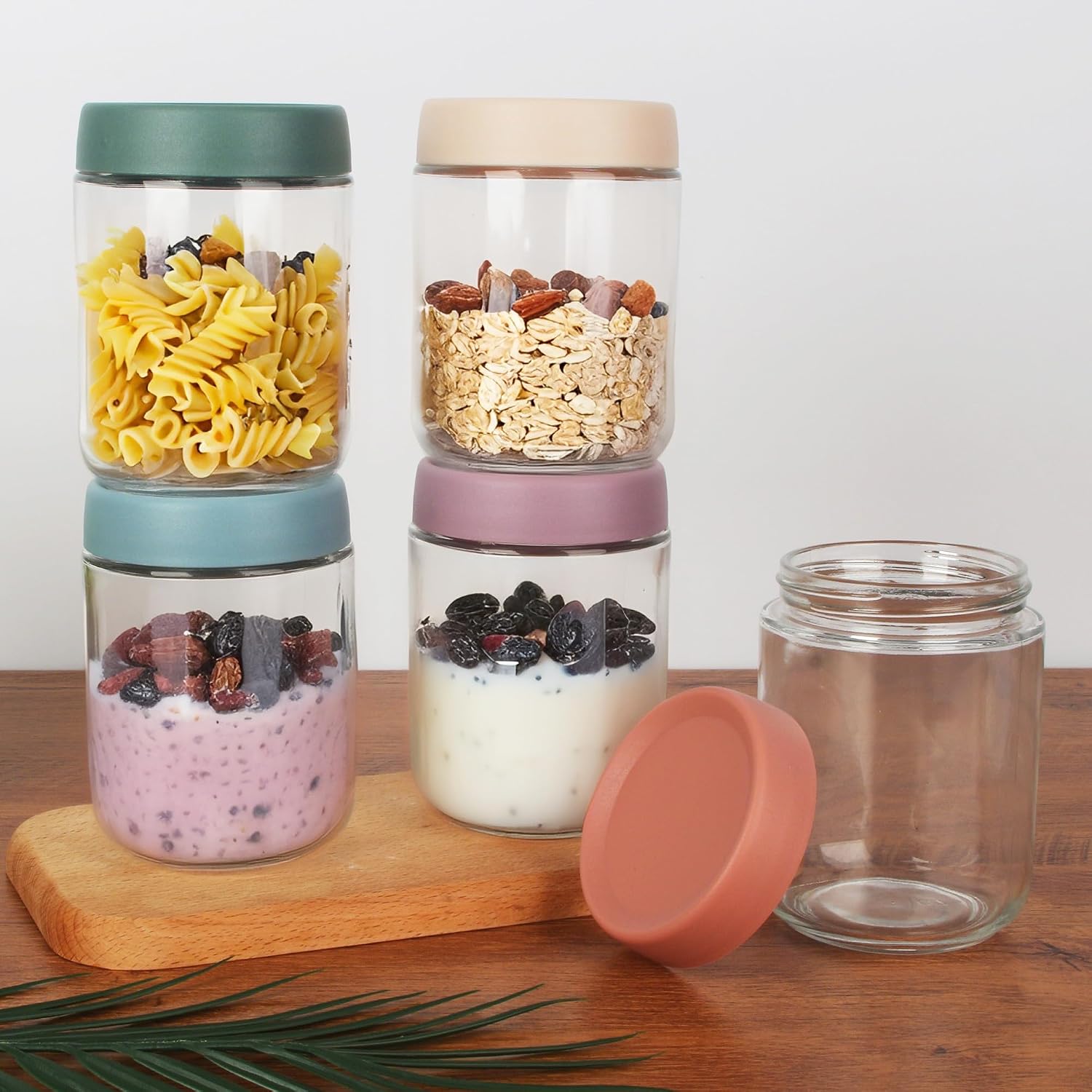 Thumbnail 6 de ACOMTUO 6-pack overnight oats-burkar i glas, 500 ml med skruvlock