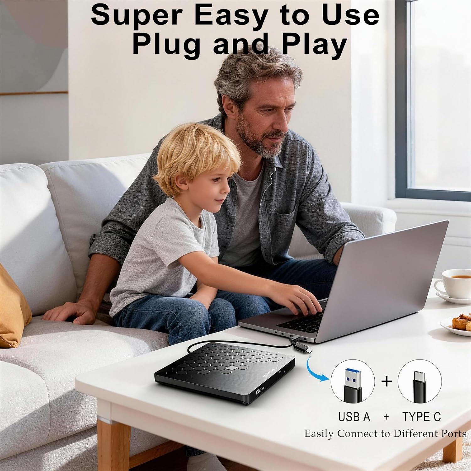 Thumbnail 3 de YADIANSU External CD/DVD Drive: Slim, USB 3.0 & Type-C Portable Reader/Writer