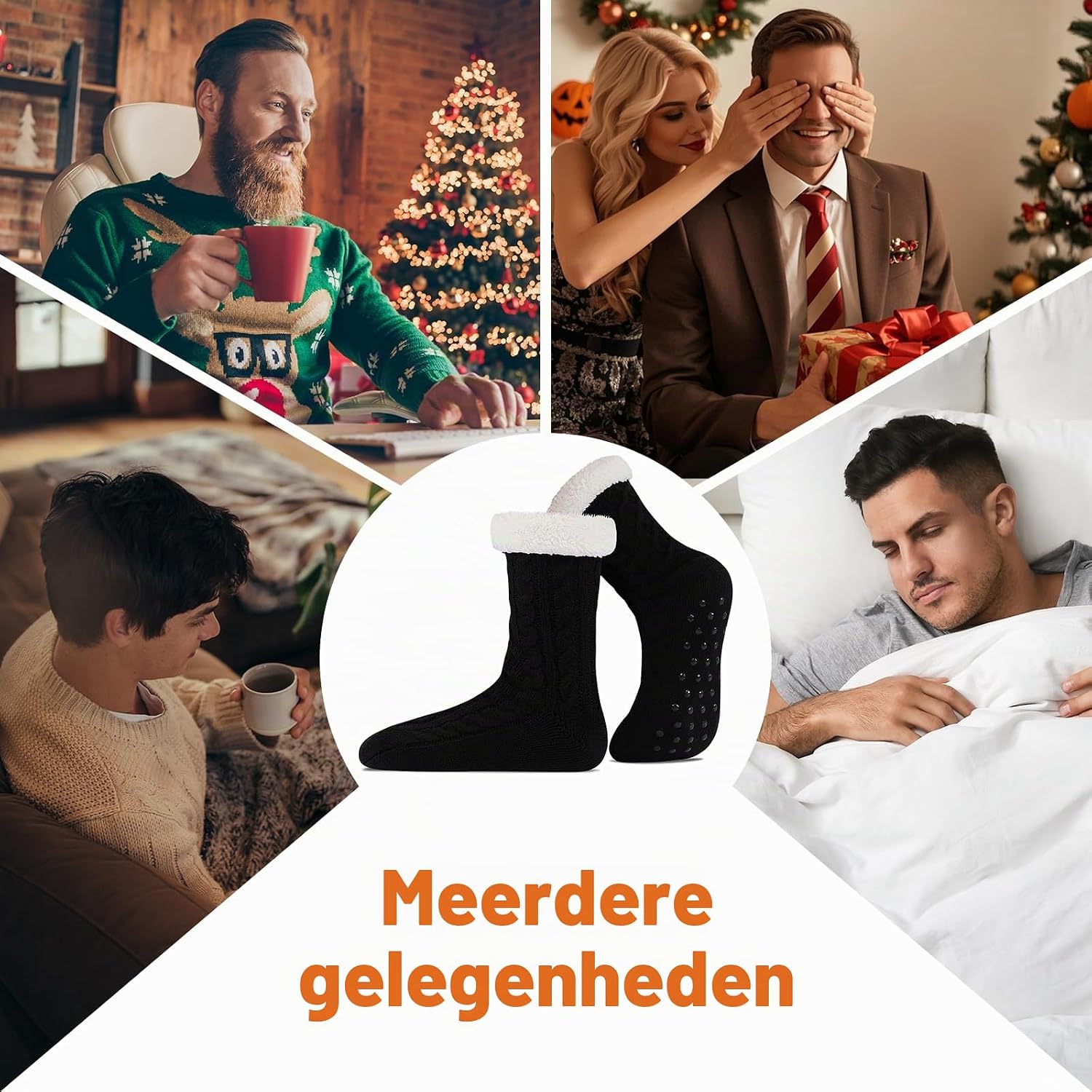 Thumbnail 6 de SockWaddles dikke warme huissokken voor heren, maat 39–46 met antislip