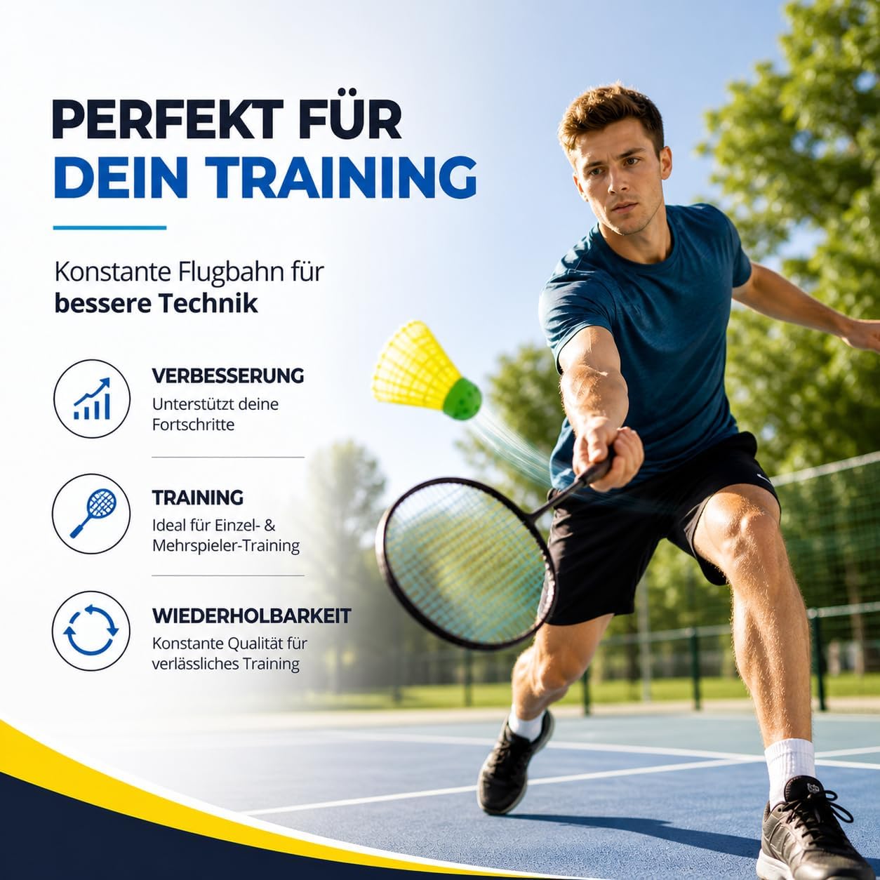 Detalle 2 de TK Gruppe Timo Klingler speedbadmintonshuttles, set van 5, geel