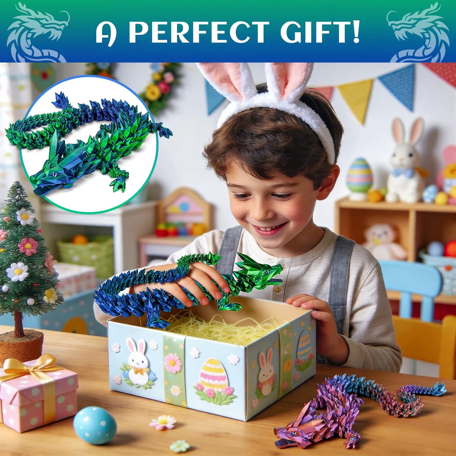 Thumbnail 5 de 3D Printed Dragon Toys 24 inch Crystal Wyrm