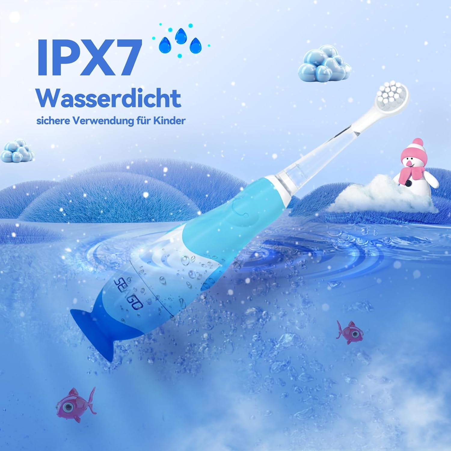 Thumbnail 5 de Seago Elektrische Zahnbürste Kinder SG513 (Blau) ab 0–3 Jahren mit LED-Licht, Soft-Bürstenkopf und 2-Minuten Smart-Timer