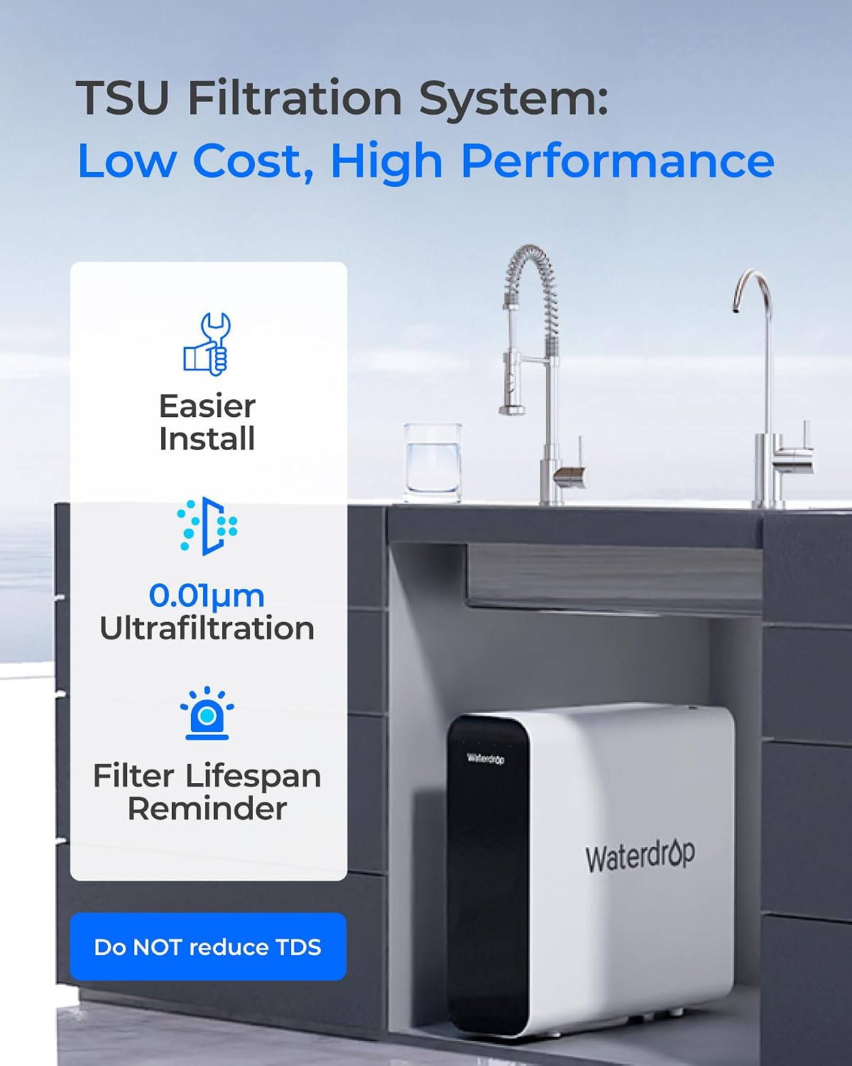 Detalle de Waterdrop Under-Sink Water Filter System, 0.01 Micron