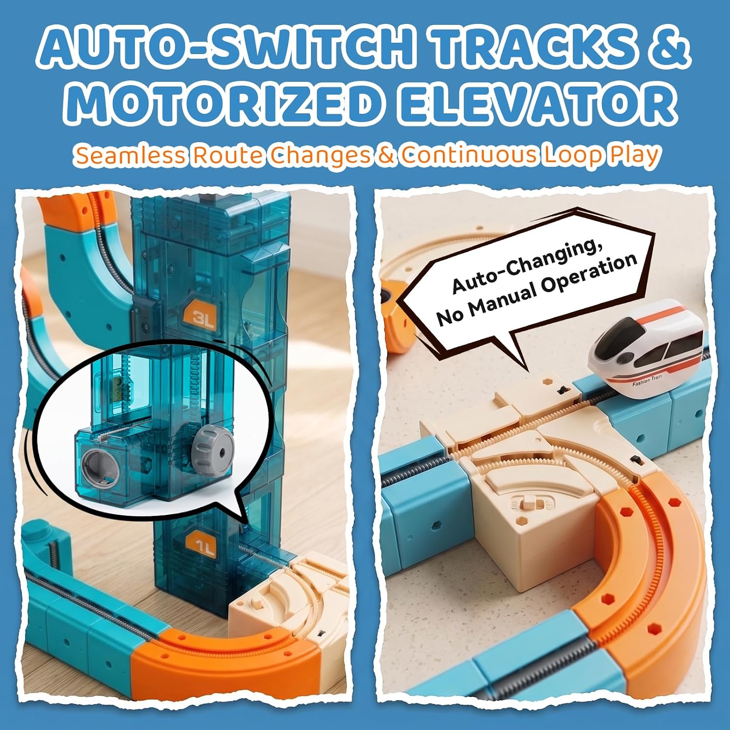 Detalle de Modular Cube Train Track Set, ABS