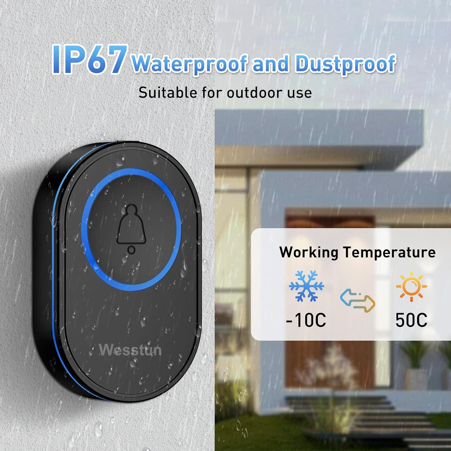 Thumbnail 3 de Wesstun Wireless Doorbell with IP67 IP67 Waterproof Plug-in Kit