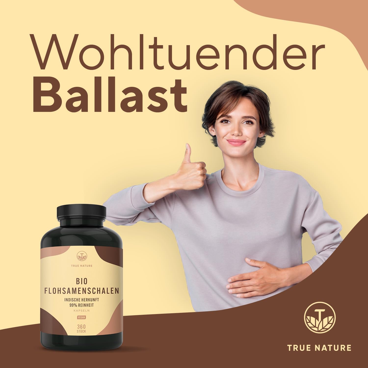 Detalle 2 de TRUE NATURE Bio Flohsamenschalen 360 Kapseln