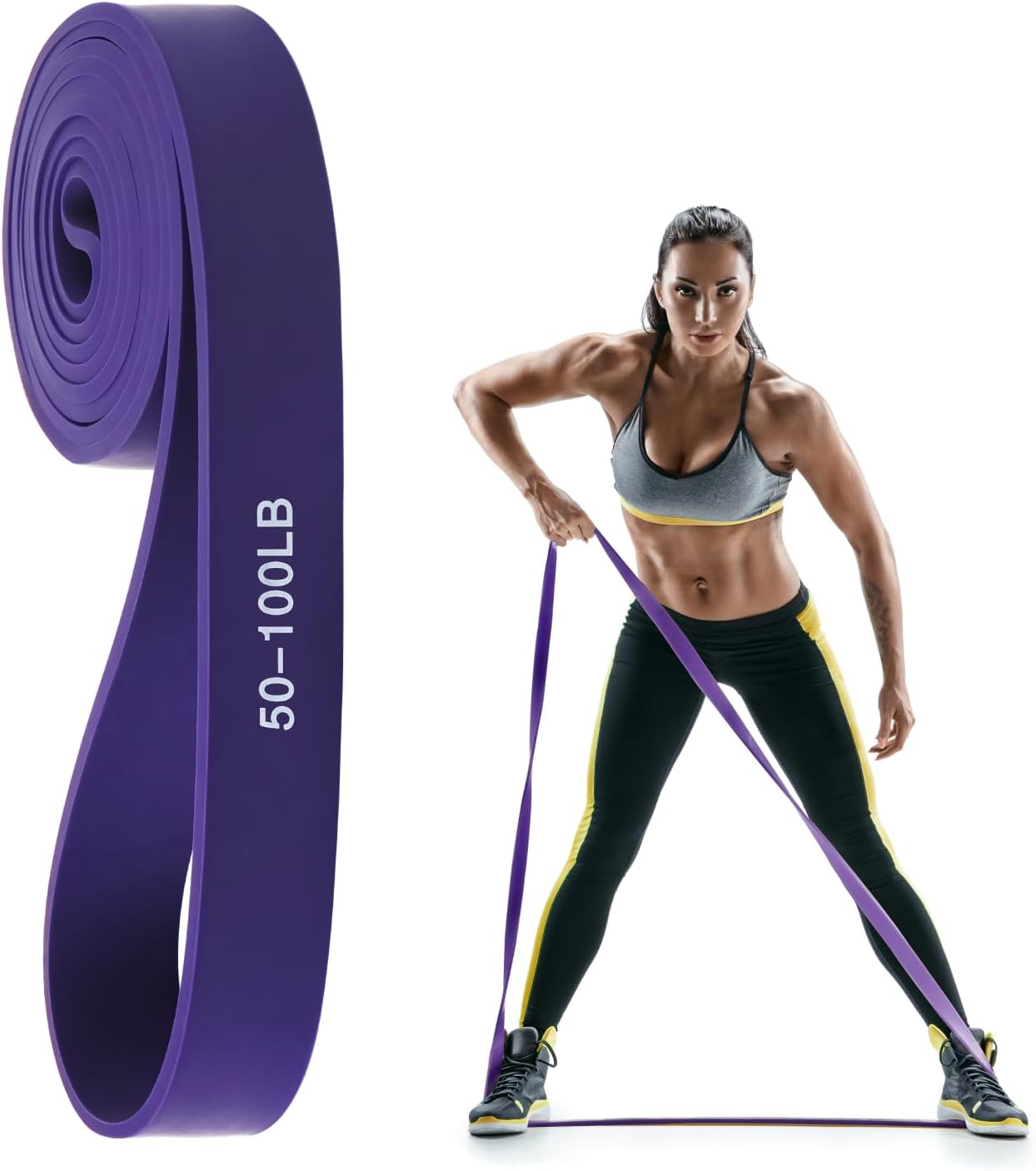 Detalle de Elastici Fitness 15-100LB in lattice 100% per palestra, pilates, yoga, crossfit e powerlifting