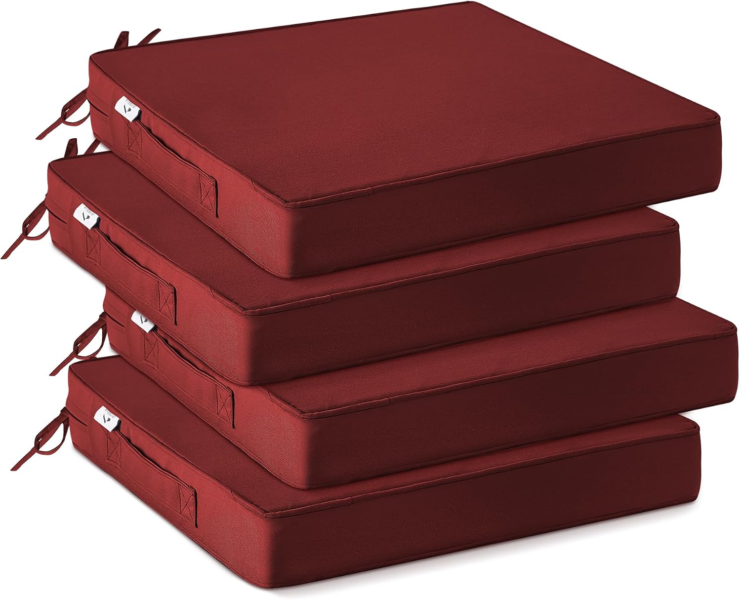 Detalle de IPYNBAP Outdoor Chair Cushions 19 x 19, Set of 4, Burgundy, 3-Inch Foam