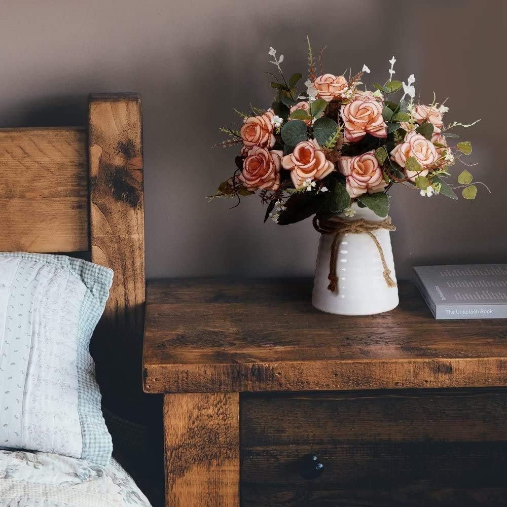 Thumbnail 4 de LESING Artificial Rose Flowers in Vase – 3-Bouquet Silk Rose Arrangements with Ceramic Vase (Pink)