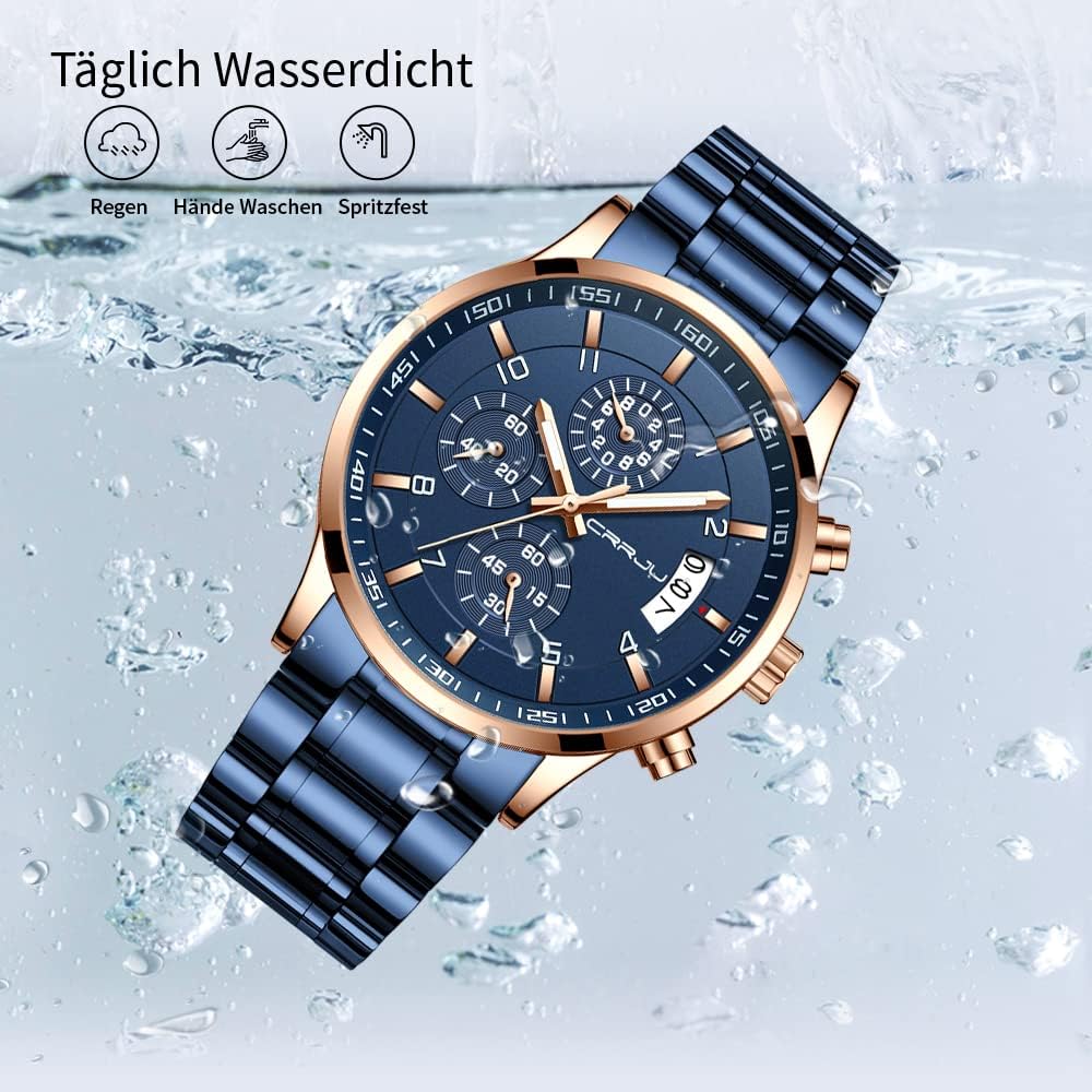 Thumbnail 5 de CRRJU Herren Chronographenuhr 30 m wasserdicht
