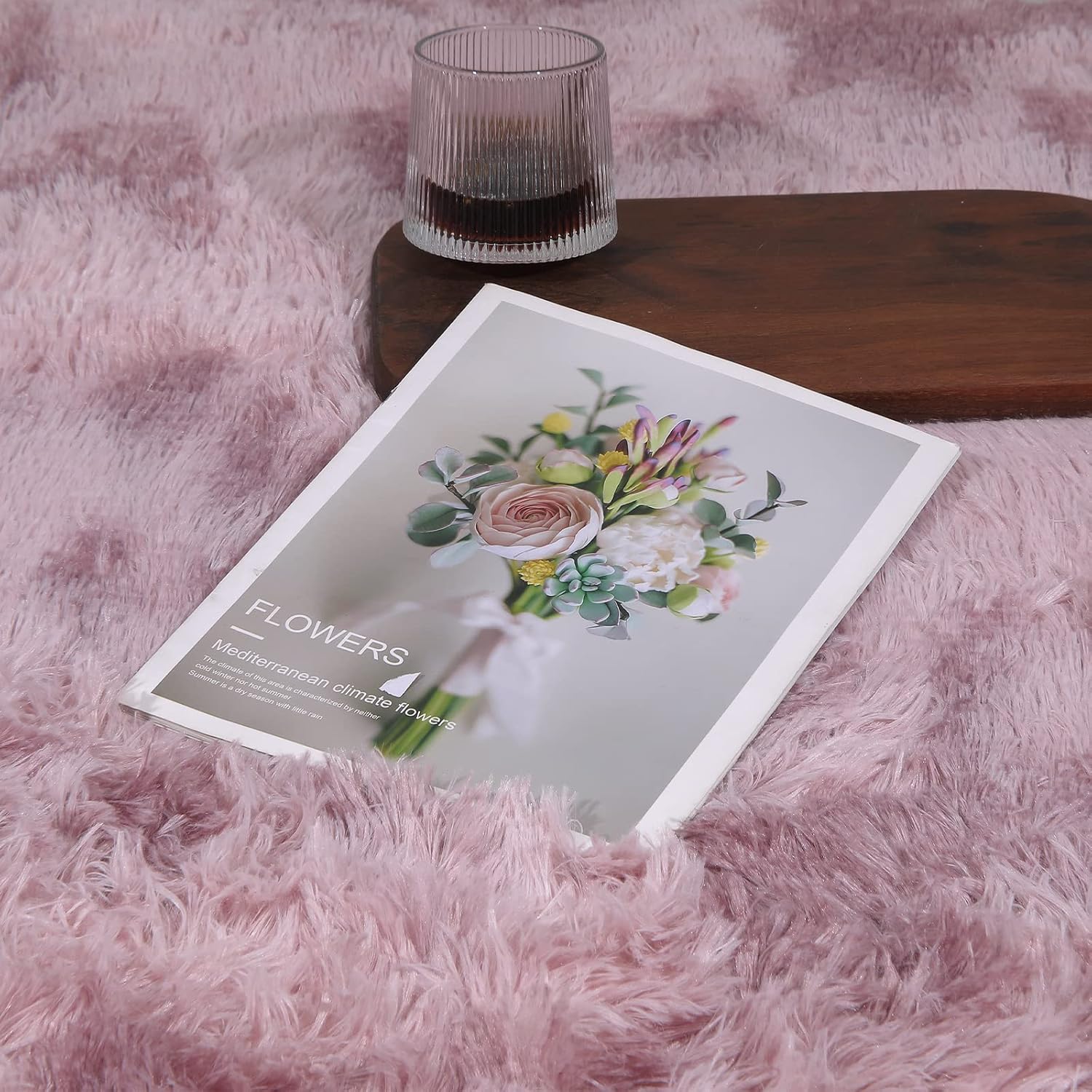 Detalle de Pauwer Zachte pluizige vloerkleden – roze shaggy tapijt, 80 x 160 cm