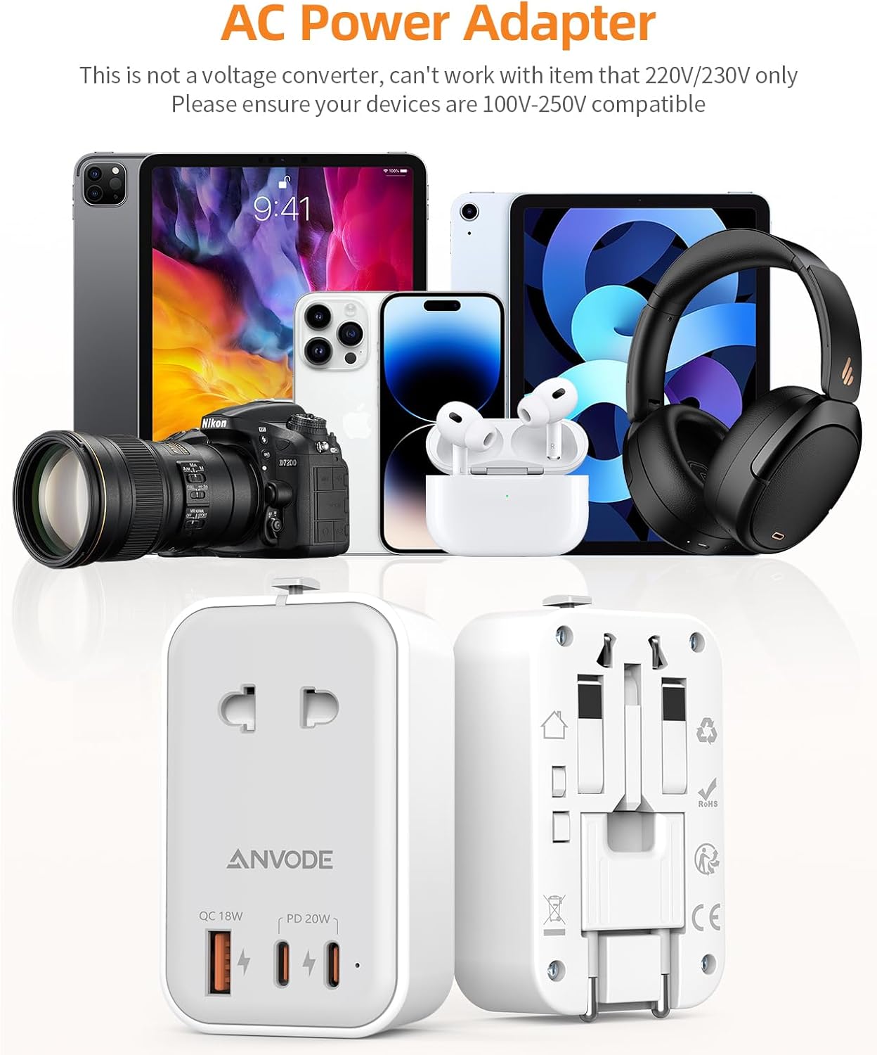 Thumbnail 5 de Reiseadapter Weltweites: 4-in-1 Steckdosenadapter mit USB-C PD 20W und USB-A