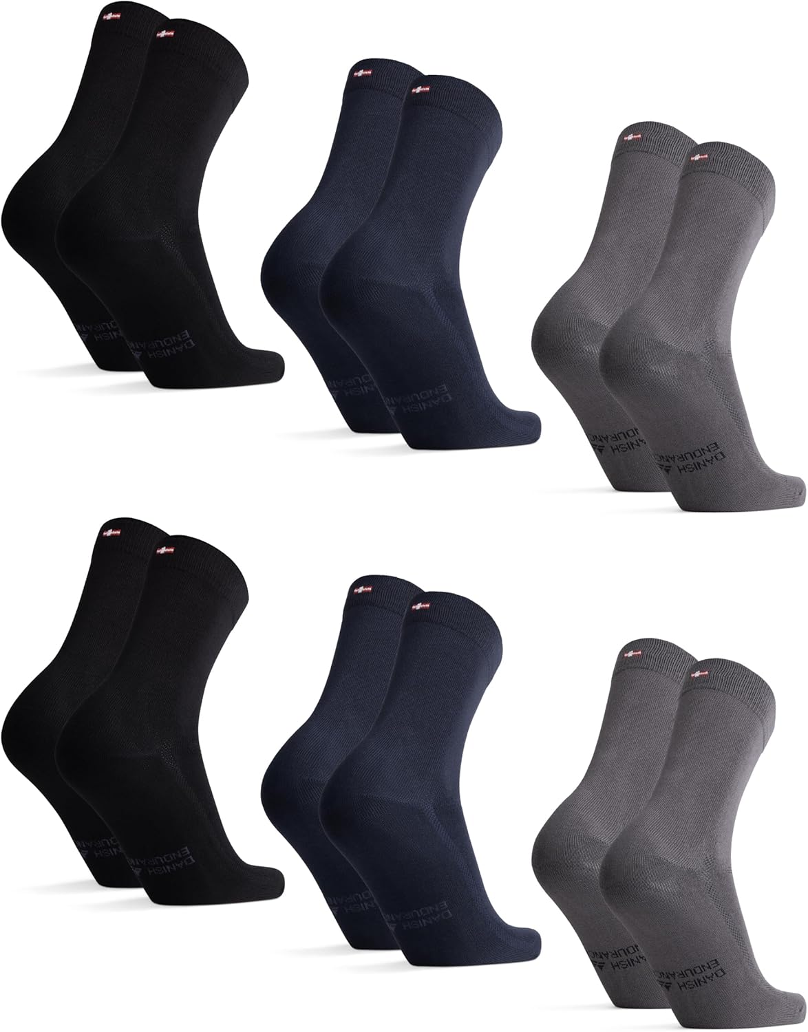 DANISH ENDURANCE Chaussettes en Bambou – Lot de 6, unisexe, anti-transpiration et confort pour l’été
