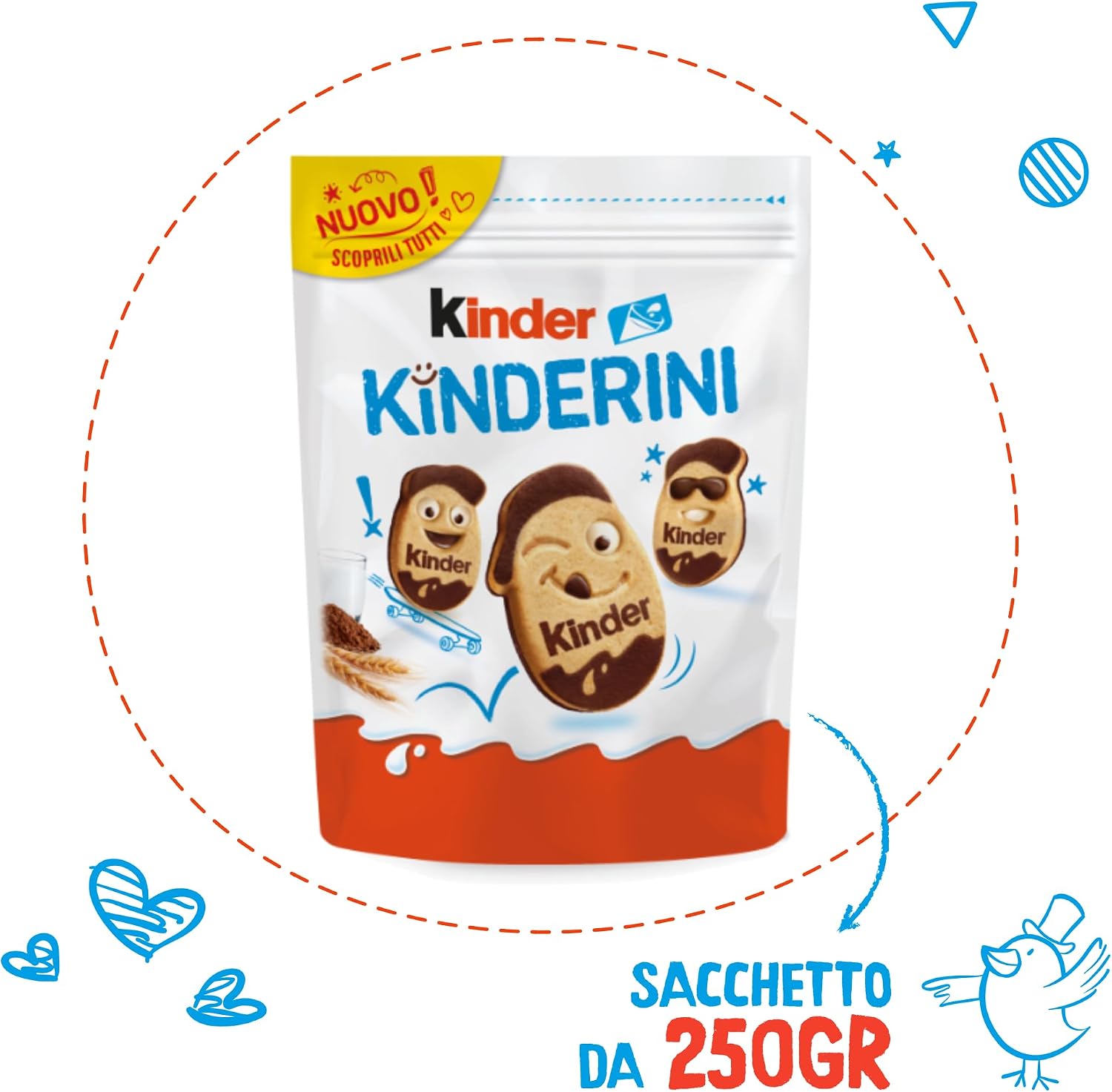Thumbnail 2 de Kinder Kinderini Biscotti Frollini al Latte e cacao con cremosi decori – Confezione da 250 g