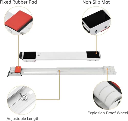 Thumbnail 3 de YIYIZI – Soporte con ruedas para lavadora y muebles, 2 piezas, ajustable 45-72 cm, con freno y protección anti-derrapante (blanco)