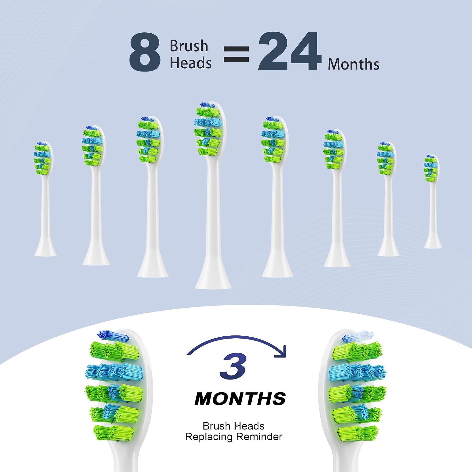 Thumbnail 3 de 7AM2M Sonic Electric Toothbrush for Adults & Kids (Pink) – 8 Heads, 5 Modes, 90-Day Battery