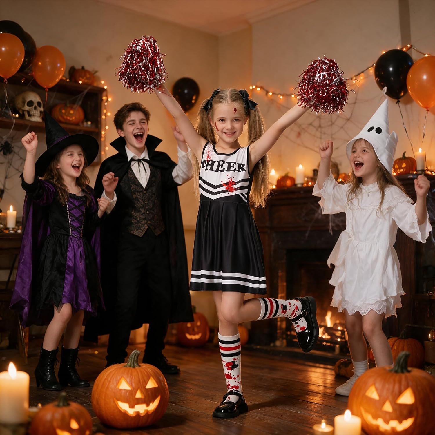 Detalle 2 de Zombie-cheerleaderkostuum voor kinderen van 7 tot 14 jaar