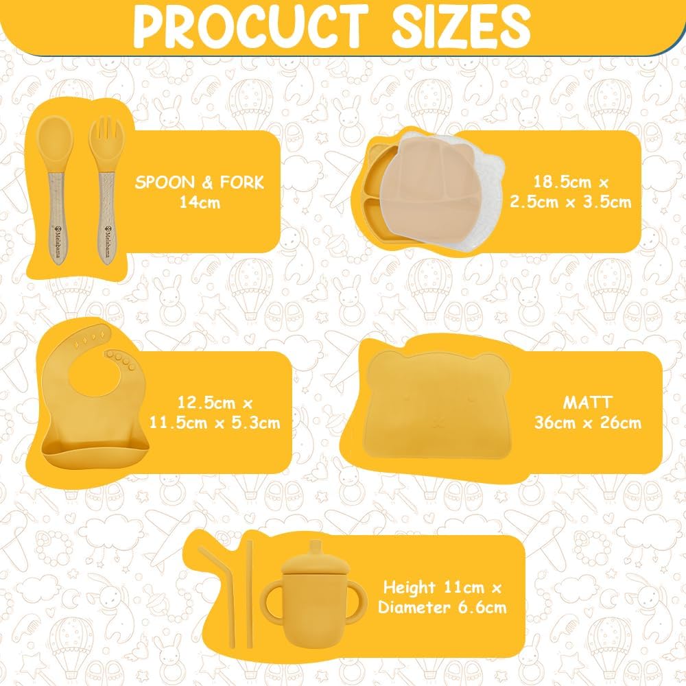 Detalle 2 de Melabama Silicone Baby Feeding Set – 10 Piece Weaning Kit (Daisy Drop)