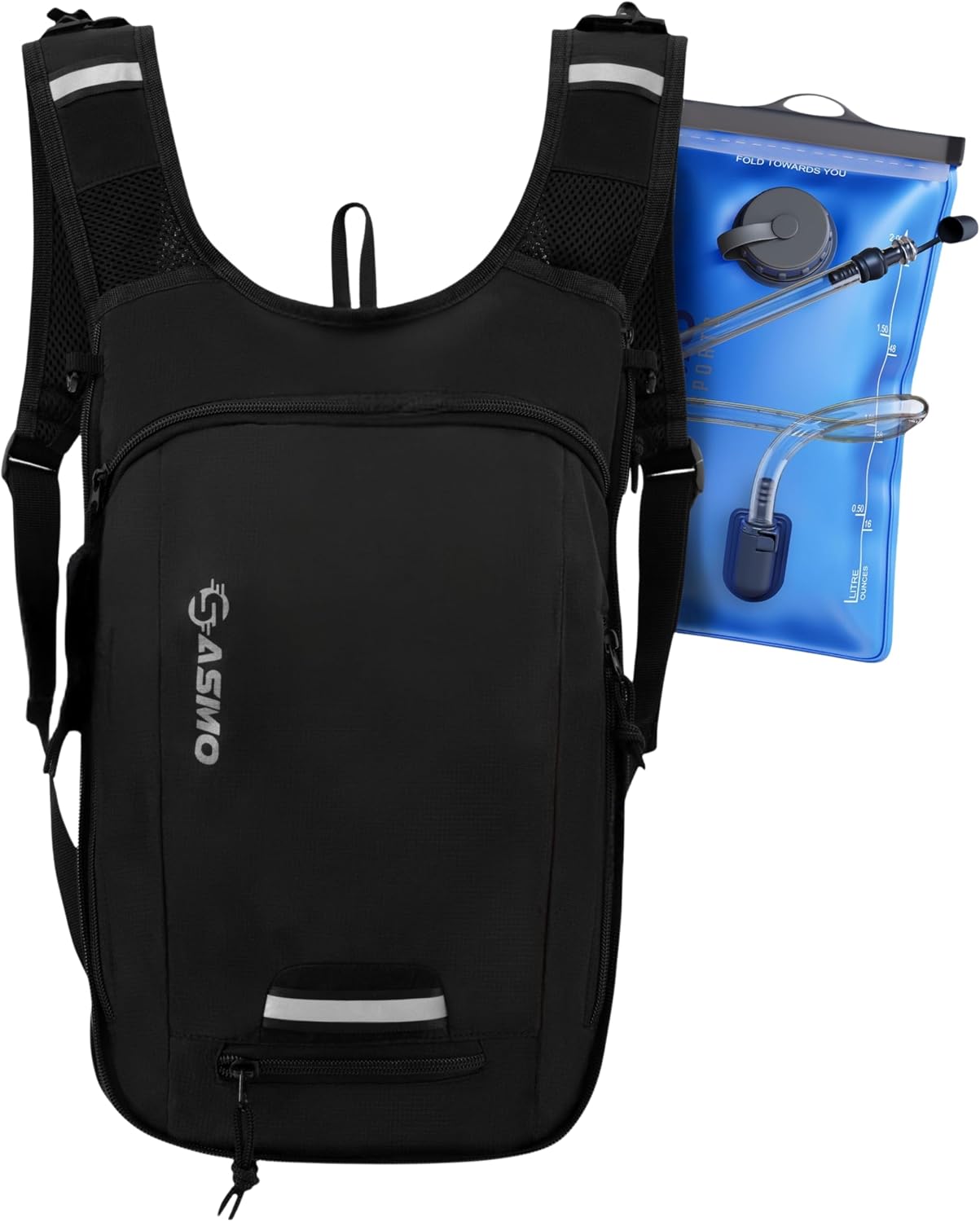 Detalle de SASMO Sports Fahrradrucksack 10l + 3l mit Trinkblase, Thermofach und Helmnetz