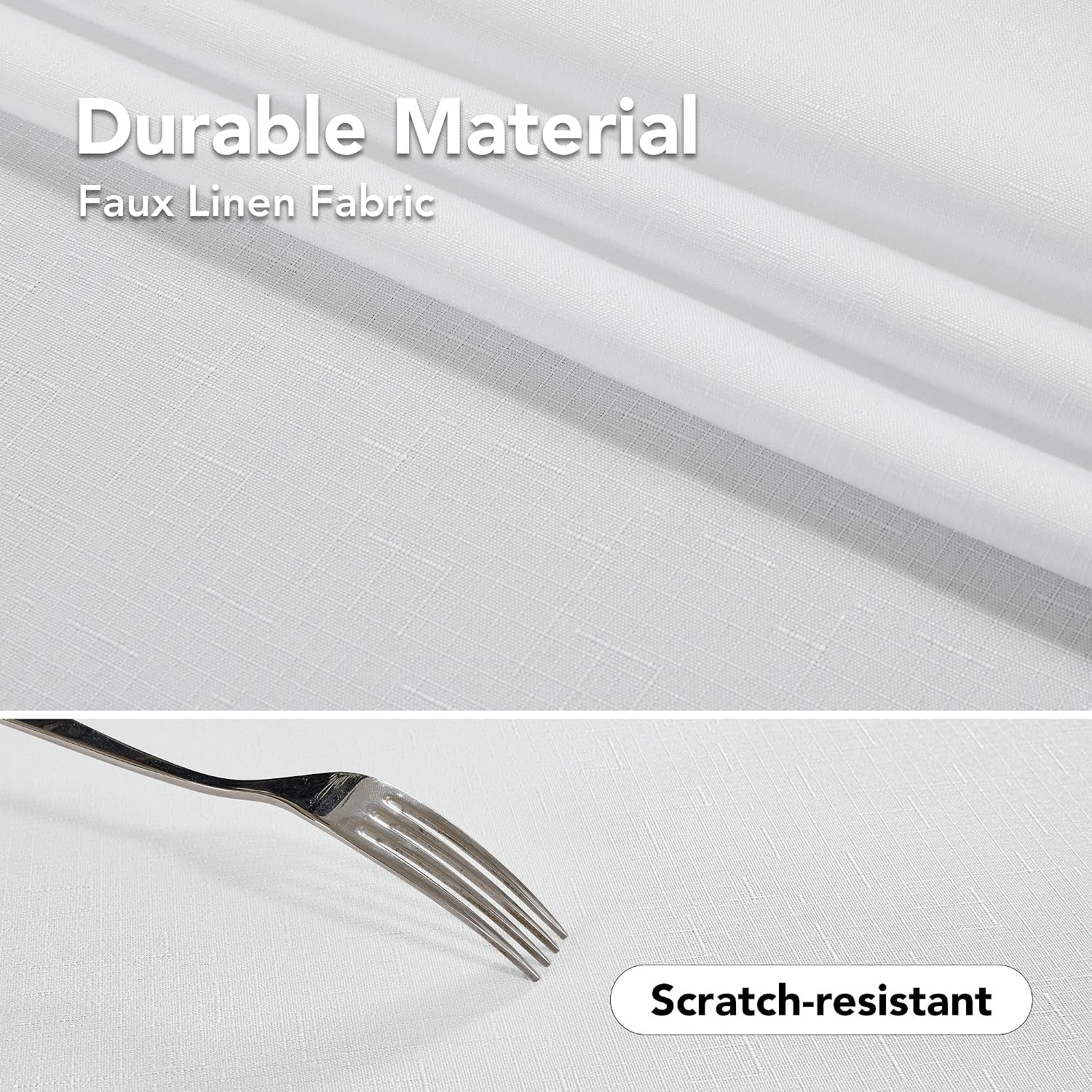 Detalle 2 de Deconovo Nappe Rectangulaire Lavable Imperméable Effet Lin – 220×140 – Blanc Pâle Gris