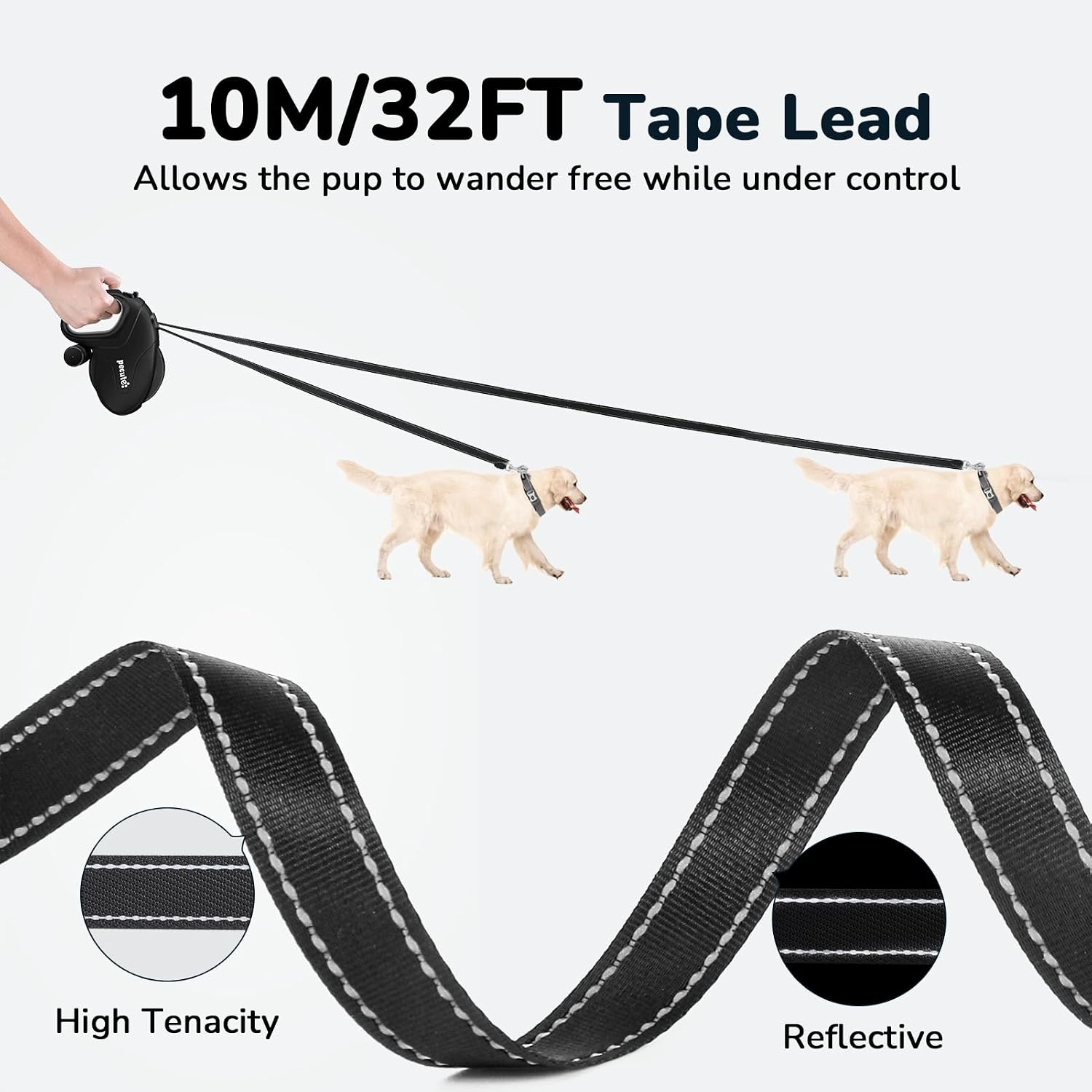 Detalle 2 de Pecute Retractable Dog Leash 10m 📏🐾