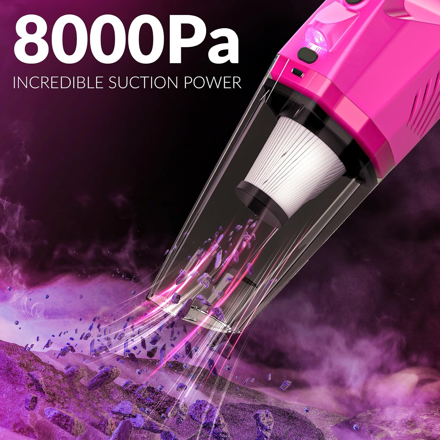Thumbnail 5 de THINKWORK Car Detailing Kit Interior Cleaner with 8000PA Cordless Pink Handheld Vacuum