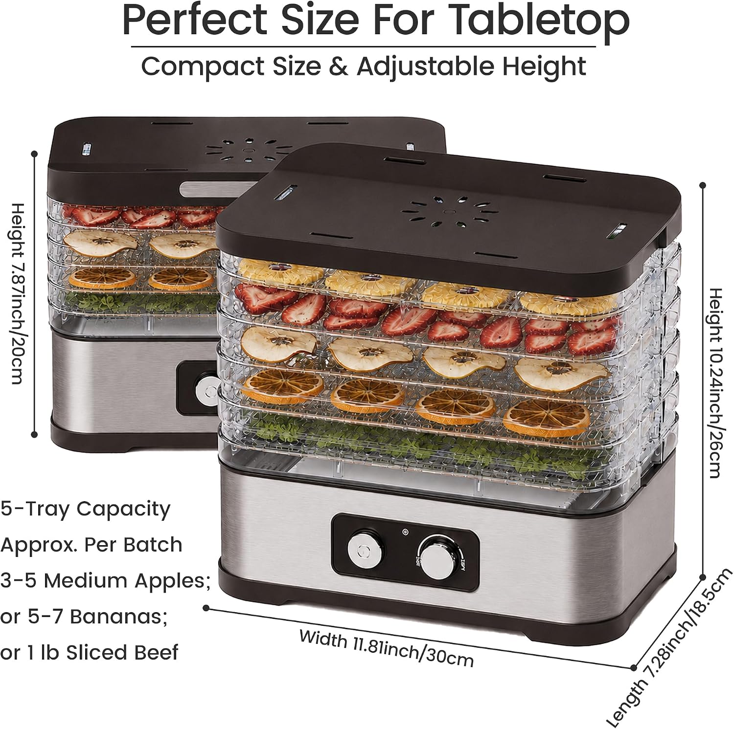 Detalle 2 de Konfintos GGJ-300A Small Food Dehydrator, 5 BPA-Free Trays, 250W