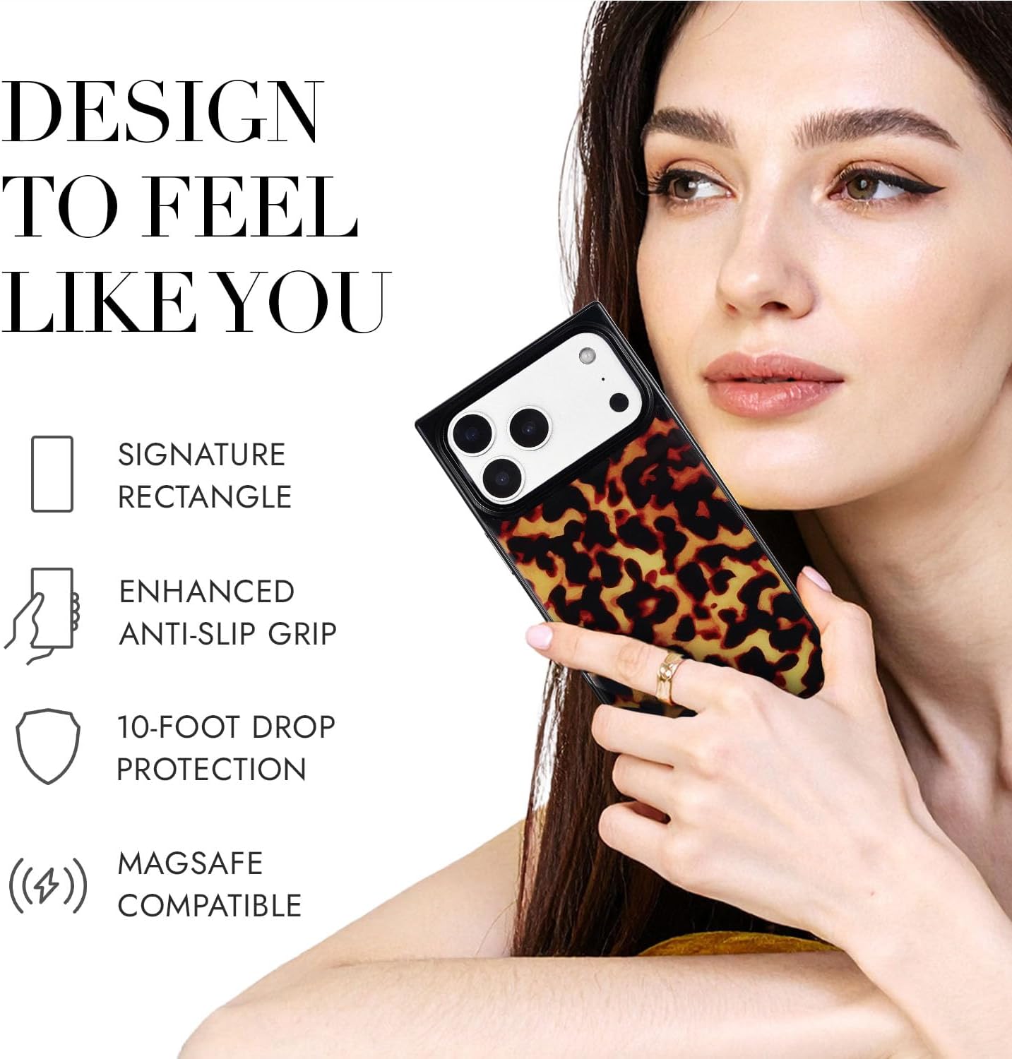 Detalle 2 de COCOMII Rectangle for iPhone 17 Pro Max Case, Amber Tortoiseshell