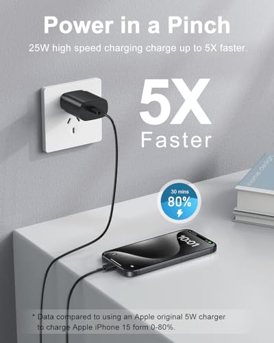 Detalle de MAILESI Type C Charger Fast Charging 25W Kit — 2x USB-C Chargers + 2 Long Cables (10ft & 6ft)