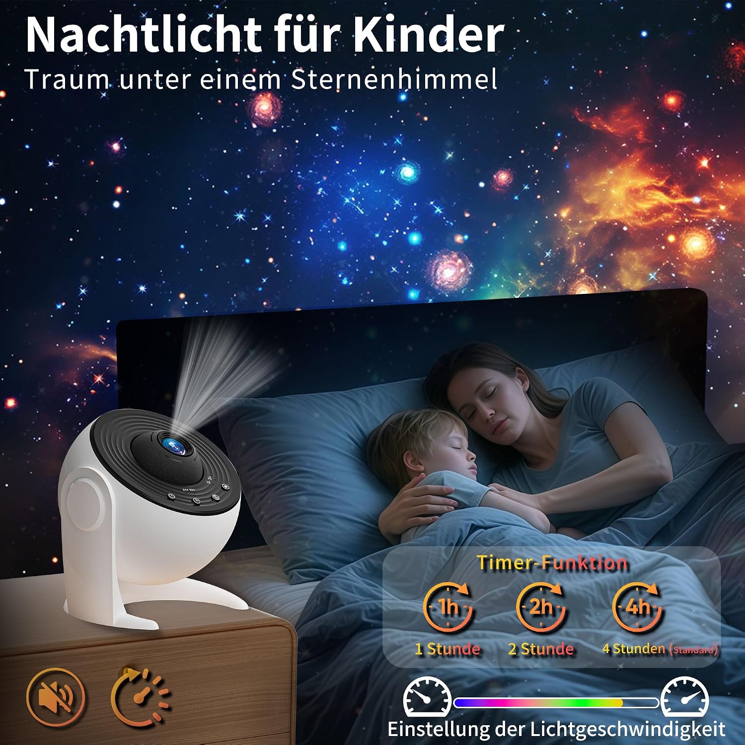 Thumbnail 3 de FlyLily Sternenhimmel Projektor 13 in 1 Galaxy Projektor – Deckenprojektor mit Timer, 360°-Drehung, USB-C, Lichtwalde für Kinder und Erwachsene