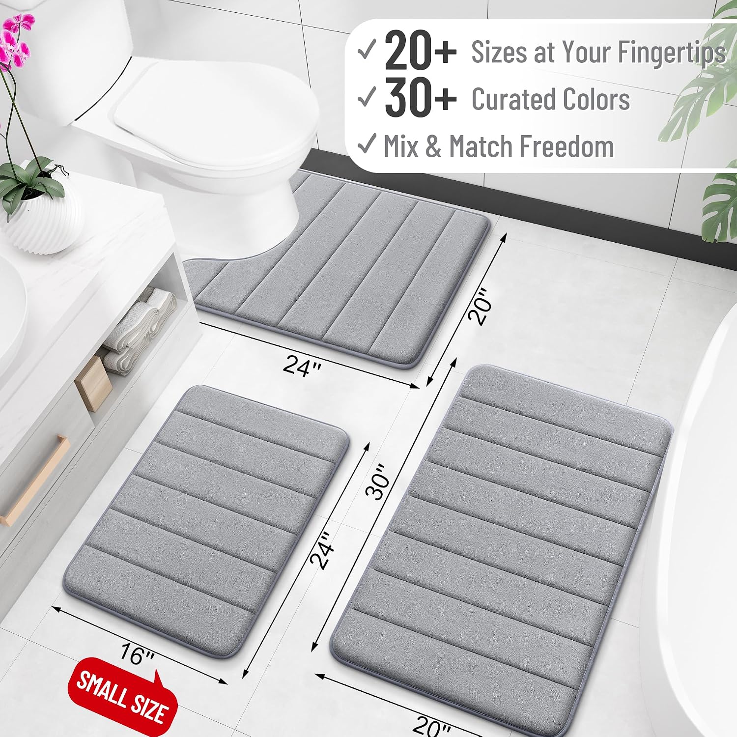 Detalle 2 de OLANLY Memory Foam Bath Mat 30x20