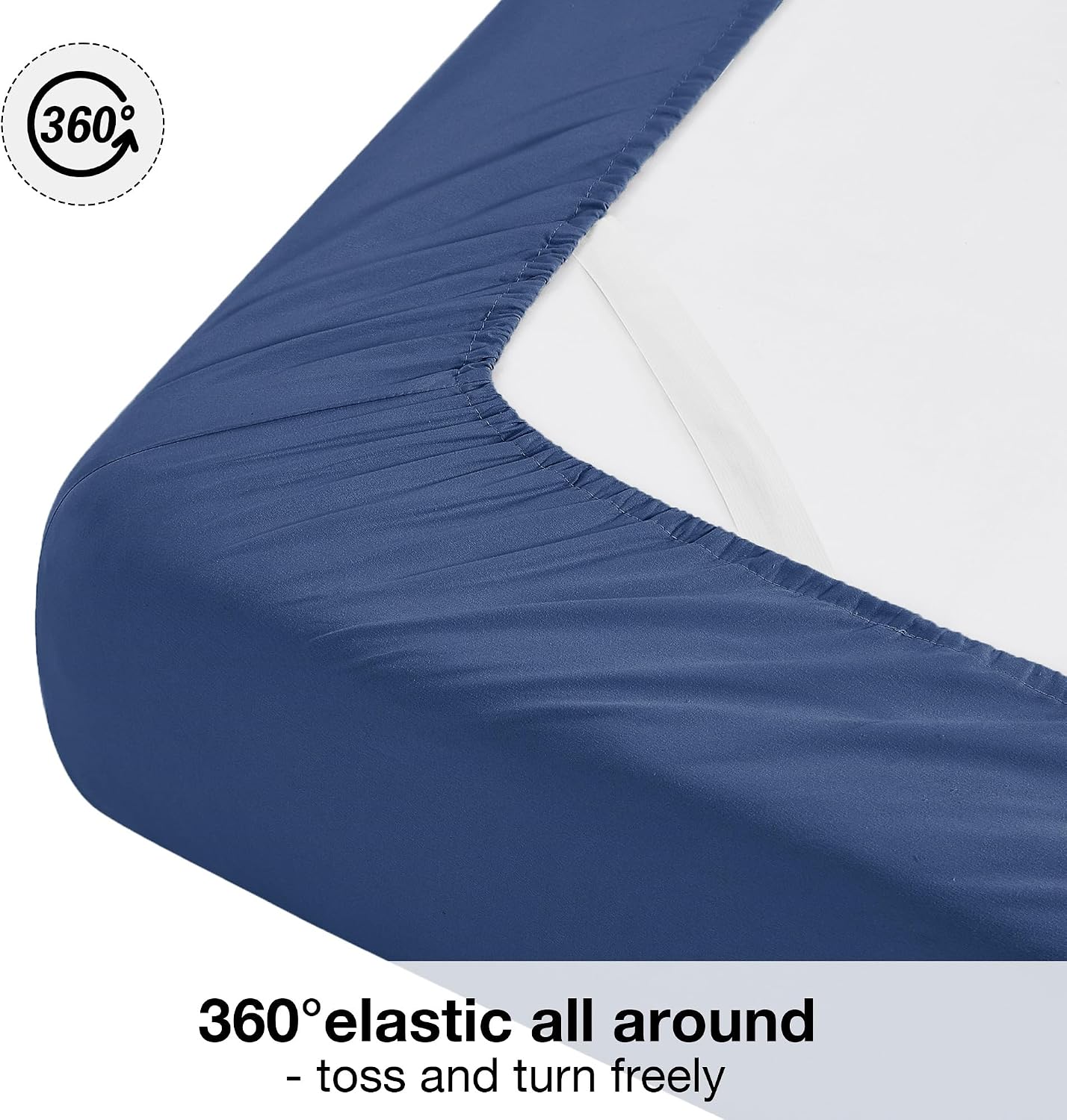 Detalle de Softan MICSHTSETNAVYQ Queen Microfiber Sheet Set, Navy, 15-Inch Deep Pocket