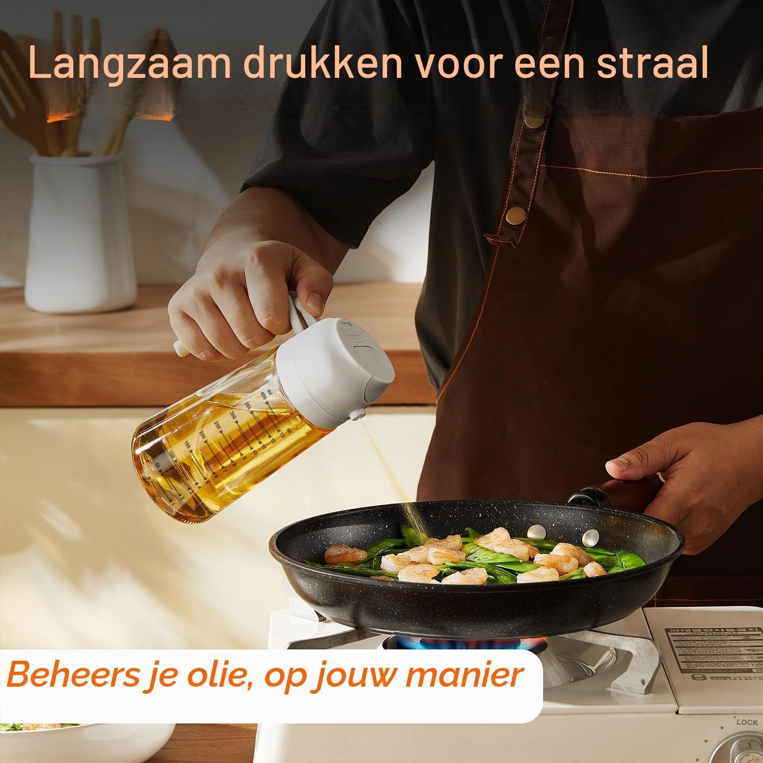 Detalle de TrendPlain Ver001 oliedispenser van glas, 470 ml, spray- en schenksysteem