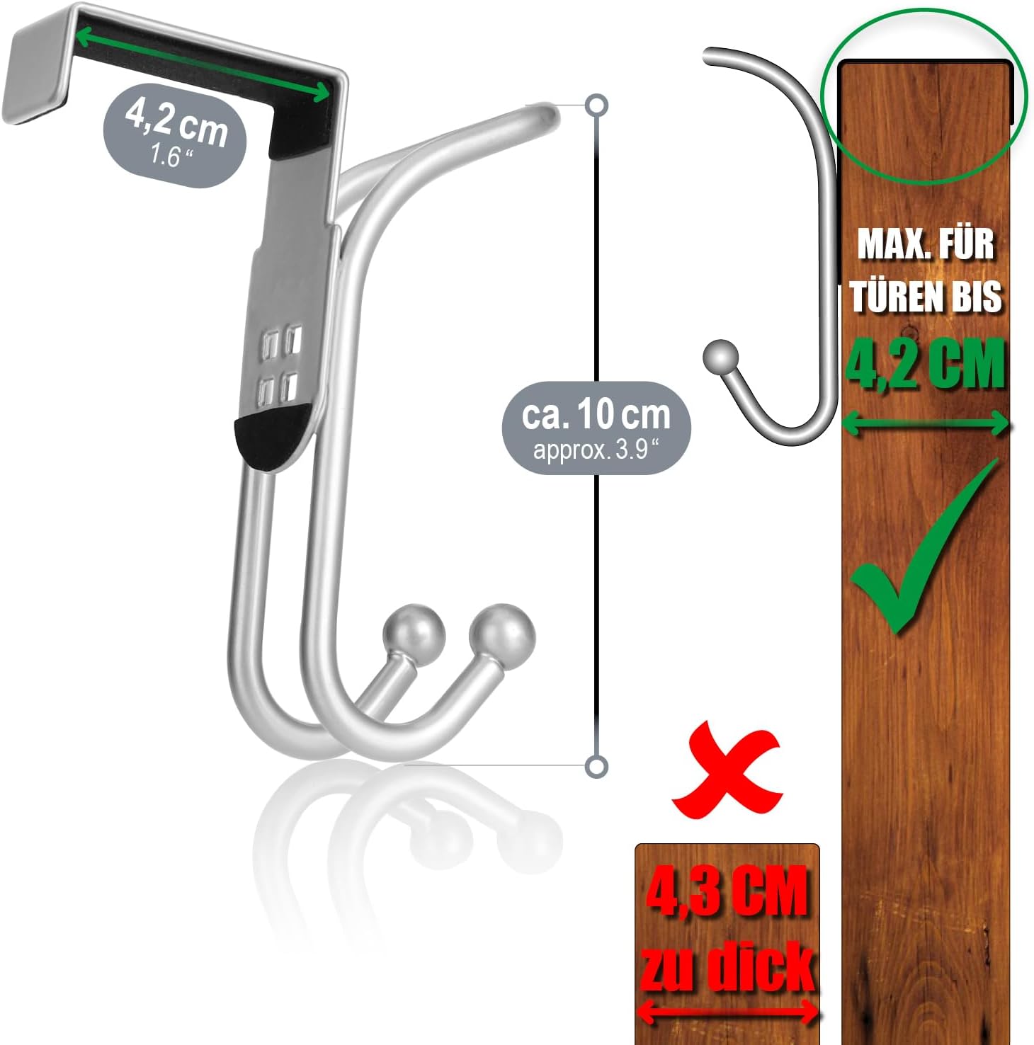 Thumbnail 5 de com-four® 8x Ganci per Porte - Ganci Appendiabiti Doppi con Protezione in Schiuma