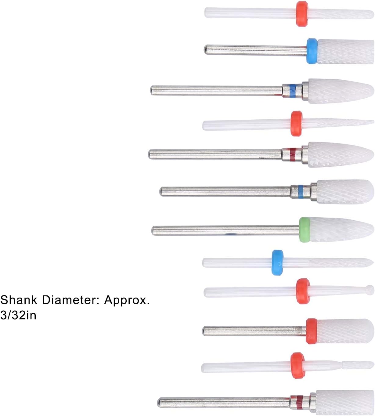 Thumbnail 6 de 12 pezzi Ceramica Fresa Trapano per Rimuovere la Pelle Morta delle Unghie – Set Professionale per manicure/pedicure