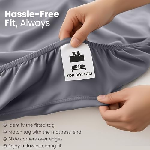 Thumbnail 4 de Utopia Bedding King Size Fitted Sheet in Grey with 35cm Deep Pockets
