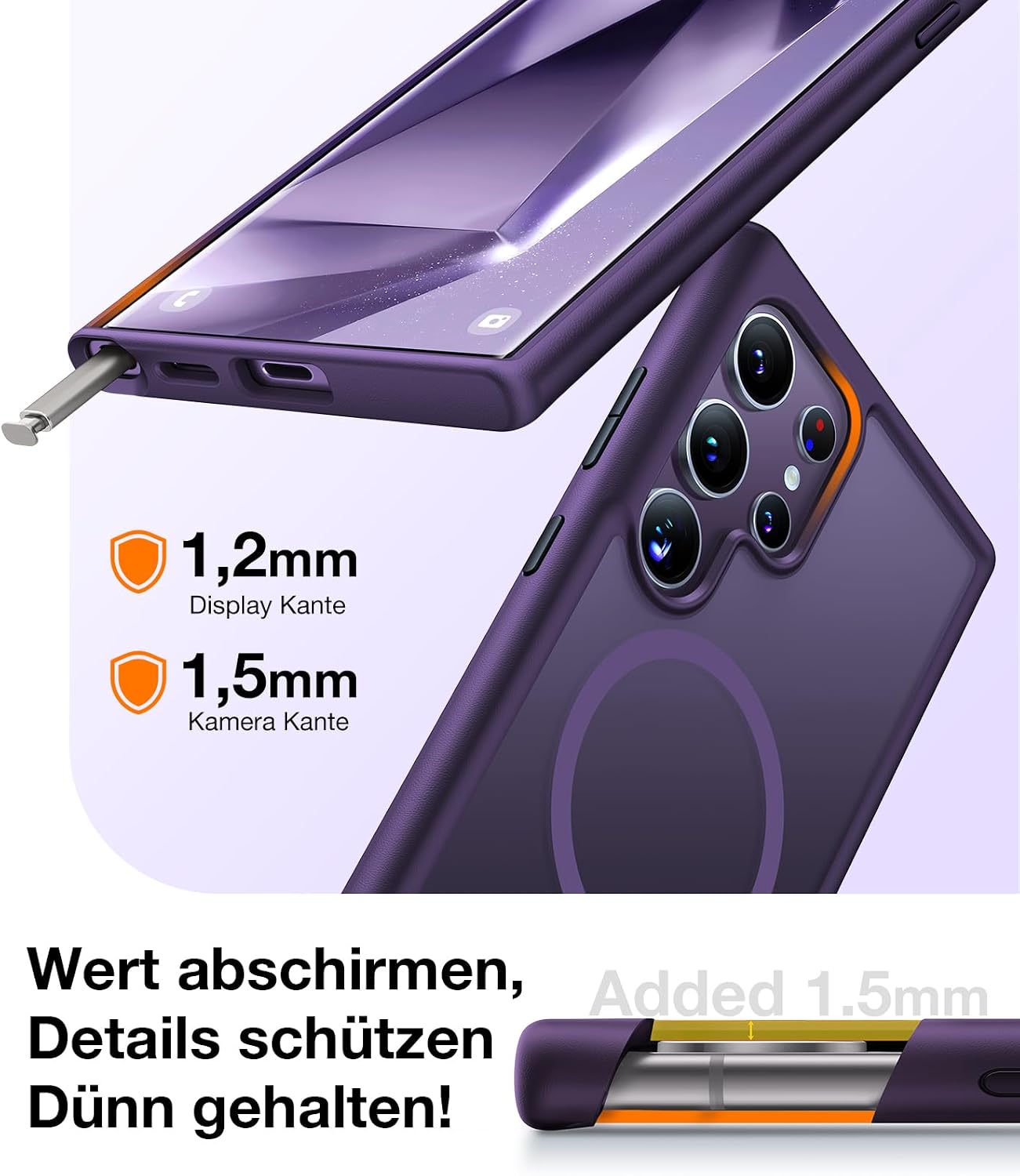 Detalle de TORRAS Hülle für Samsung Galaxy S24 Ultra MagSafe – Militärschutz, 3-Schichten & Magnetkraft