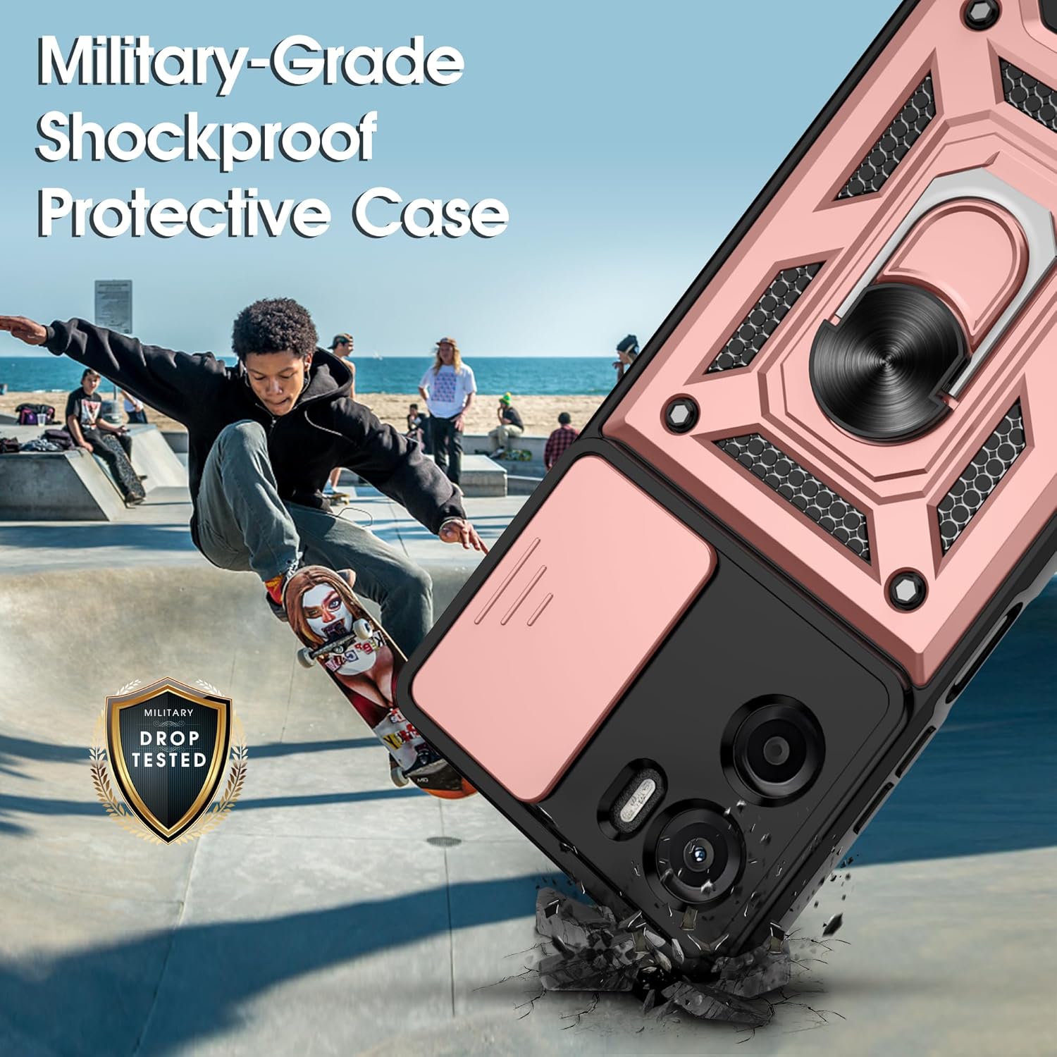 Thumbnail 2 de Jshru Military-Grade Ring Kickstand Case for Motorola E15 / G05 with Screen Protectors
