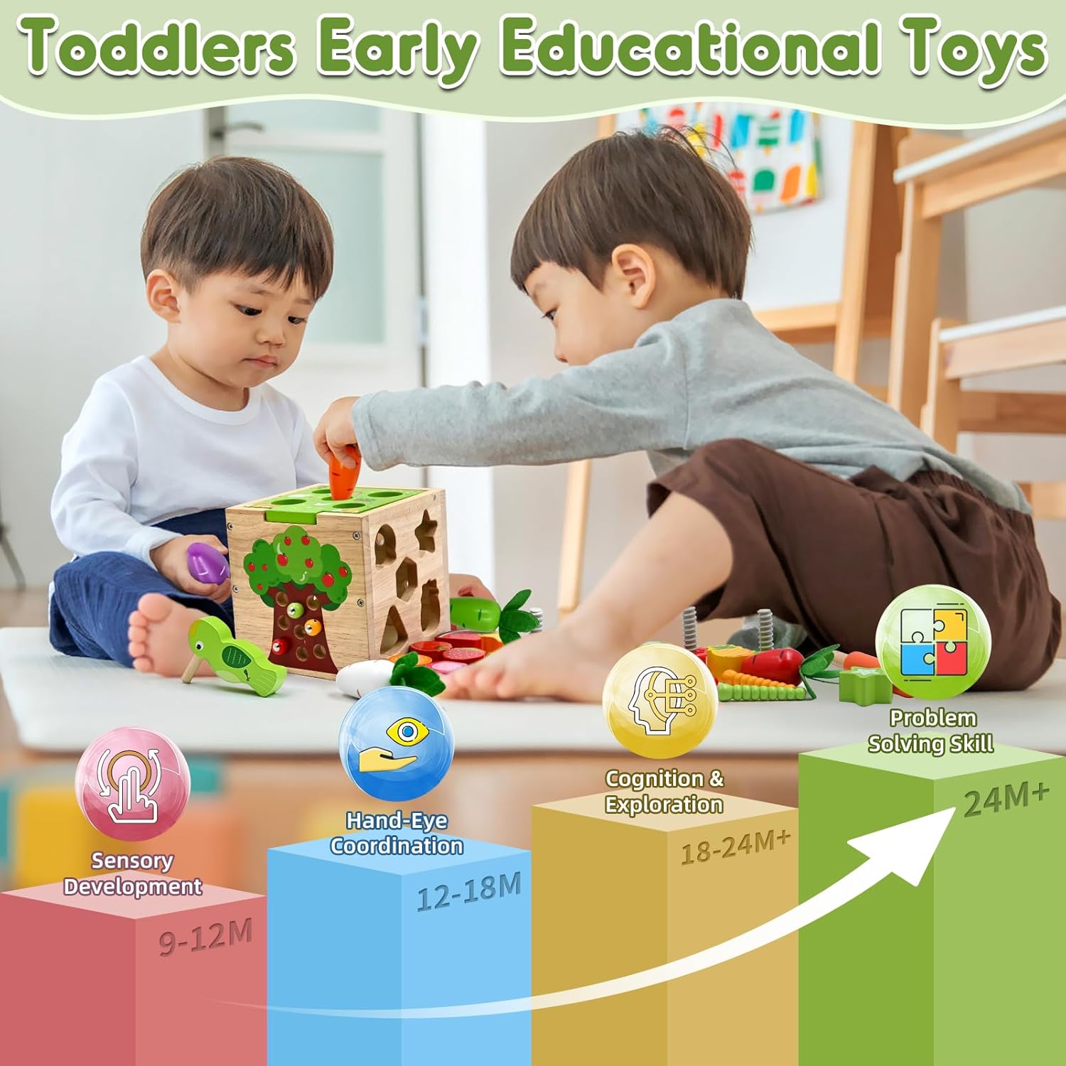 Thumbnail 2 de AiTuiTui Motorikwürfel 5 in 1 – Montessori-Holzspielzeug für Kleinkinder ab 18 Monaten