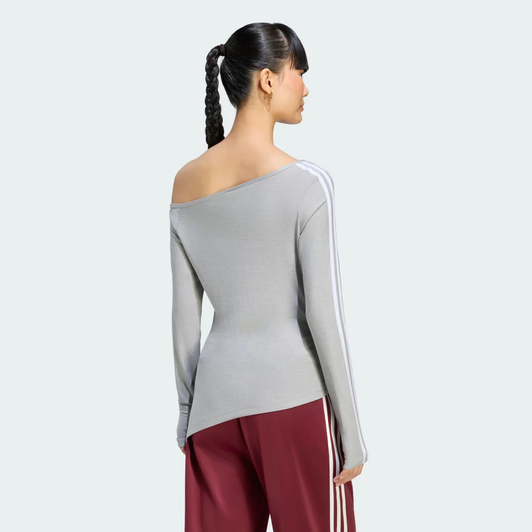 Detalle de Adidas Sudadera asimétrica de un solo hombro – Gris
