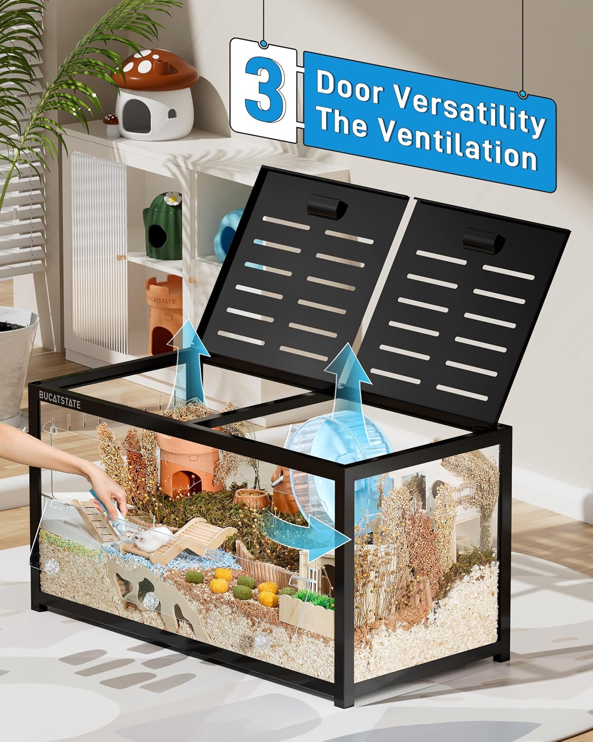 Thumbnail 2 de BUCATSTATE Hamster Cage 3.0 (Large, Black) – Metal, stackable enclosure with top access