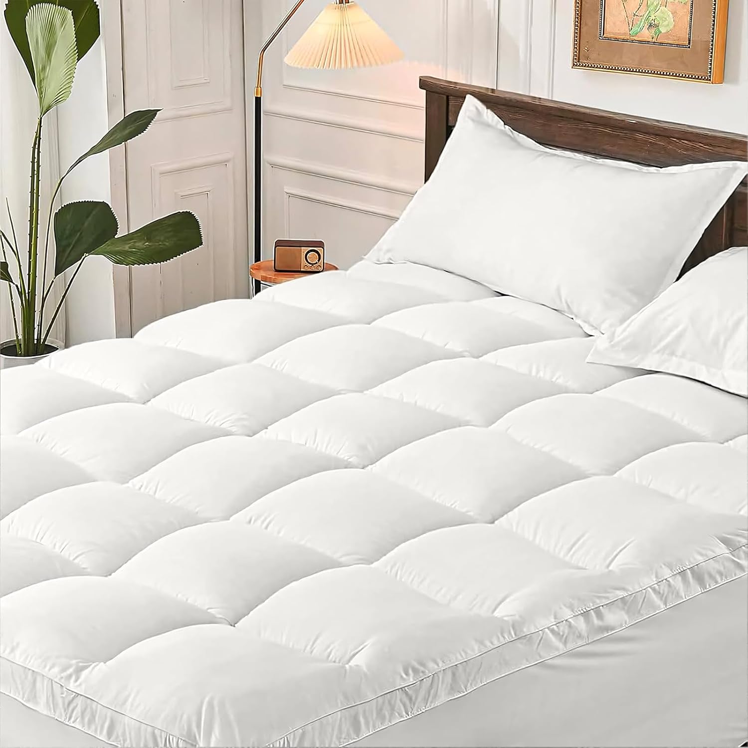 Detalle de JINXIA Cooling Mattress Topper Queen: Extra Thick, Deep Pocket, Breathable Comfort