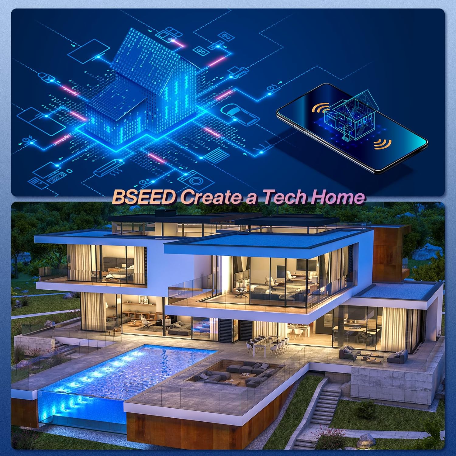 Thumbnail 1 de BSEED Smart Light Switch 1 Gang Glass Panel 💡