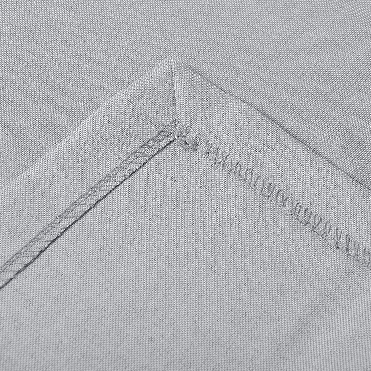 Detalle de Laneetal Nappe Rectangulaire 130 x 160 cm – Nappe anti-taches en polyester, aspect lin, gris clair