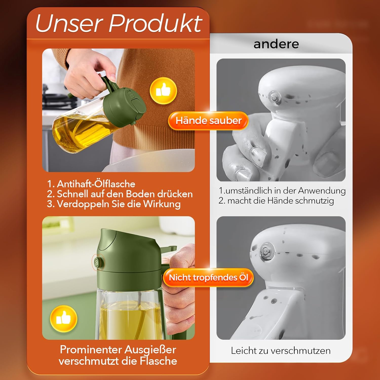 Thumbnail 6 de YARRAMATE 2-in-1 Ölsprüher für Speiseöl (470 ml), lebensmittelecht – zum Sprühen oder Ausgießen