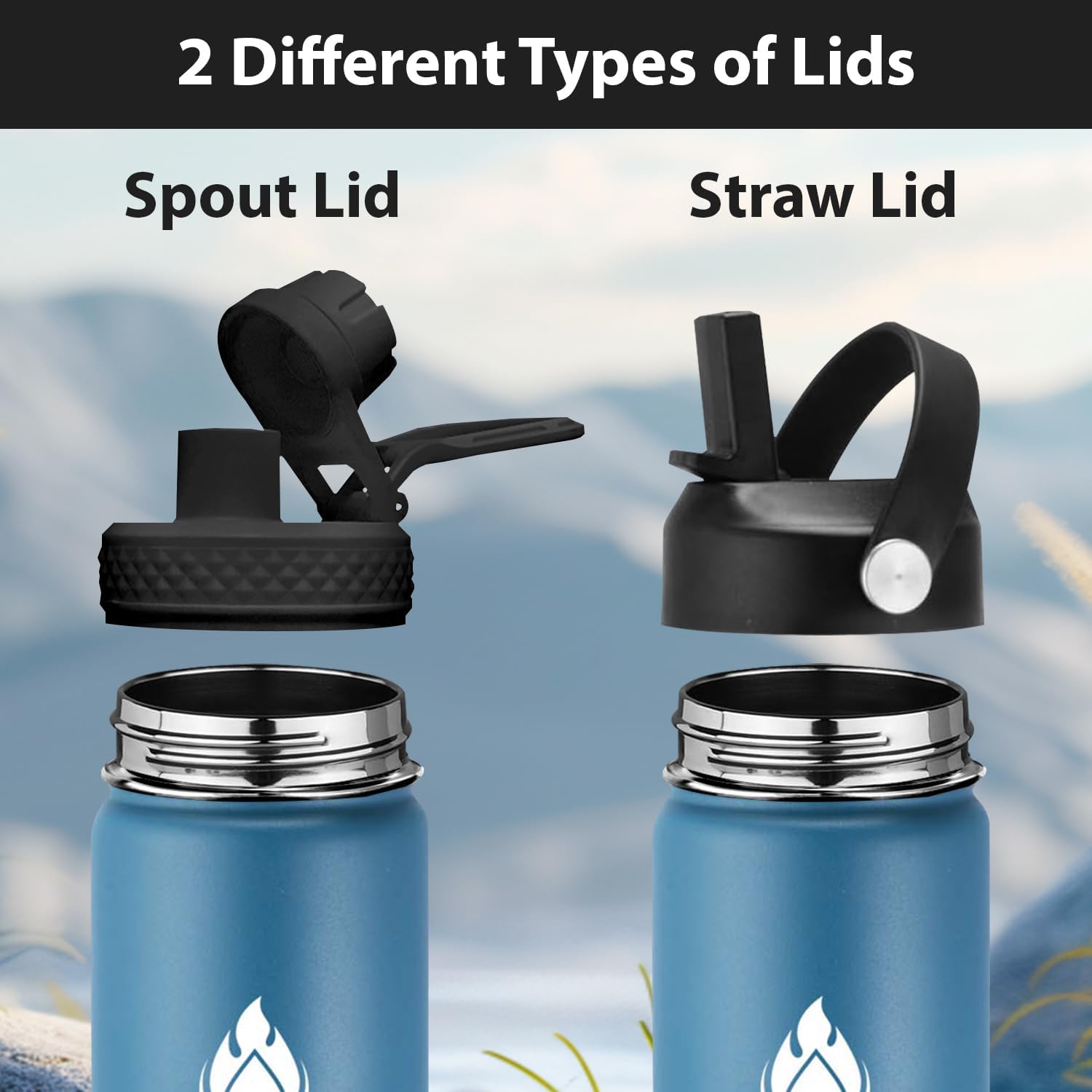 Detalle 2 de SENDESTAR 24 oz Insulated Water Bottle with Dual Lids (Deep Blue/Black)