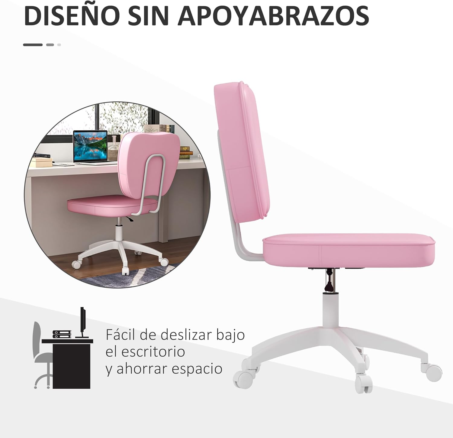 Thumbnail 5 de Vinsetto Silla Escritorio Rosa 120 kg