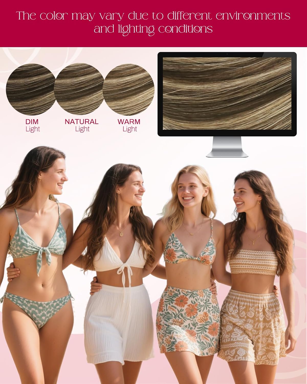 Thumbnail 4 de Moresoo Nano Hair Extensions Real Human Hair – Dark Brown with Caramel Blonde Nano Beads (22 Inch, 50g/Pack, 1g per strand)