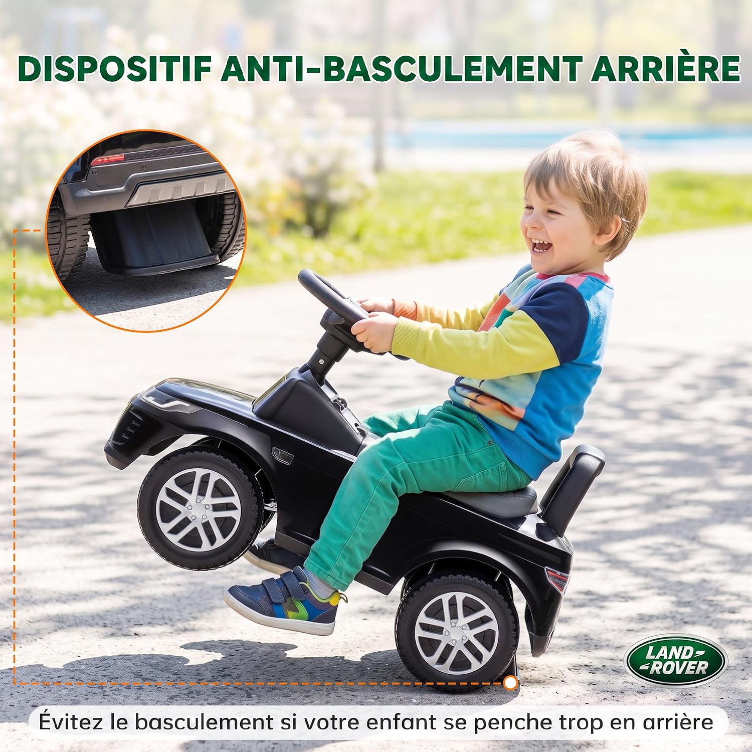 Thumbnail 4 de AIYAPLAY 370-437V00BK Land Rover kinderauto met claxon en opbergruimte